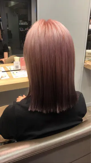 セミロング カラー ヘアアレンジ 🎀縮毛矯正.暗髪 .艶髪🩶ちひろのヘアスタイル