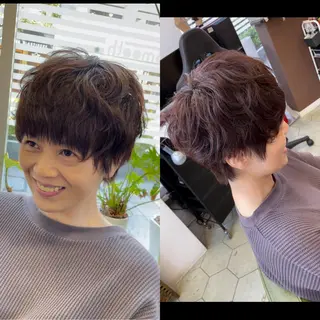 ショート カラー パーマ 堤太志 メンズパーマ特化のヘアスタイル