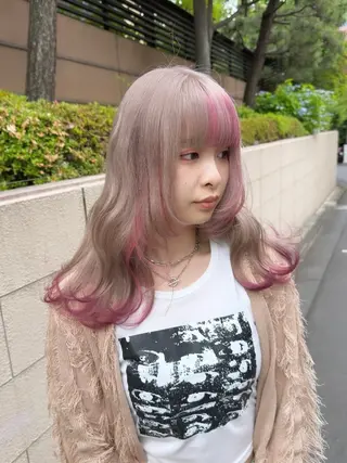 セミロング カラー メンズ ☁️かずき☁️青.紫 推し活カラー💫のヘアスタイル