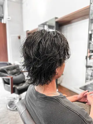 ミディアム カラー パーマ ヘアアレンジ メンズ キッズ ブリーチカラー🔥 パーマ【佐々木凌平】のヘアスタイル