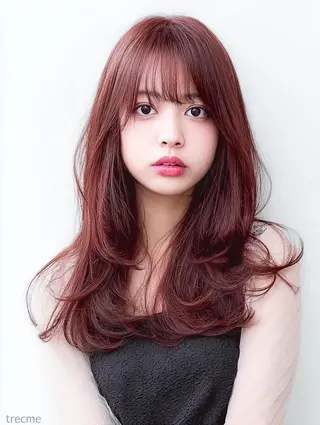 セミロング 絶対可愛い暖色カラー 🌷うる艶🌷結奈✨のヘアスタイル