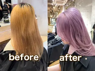 セミロング カラー ブリーチなし 透明感カラー/艶髪のヘアスタイル
