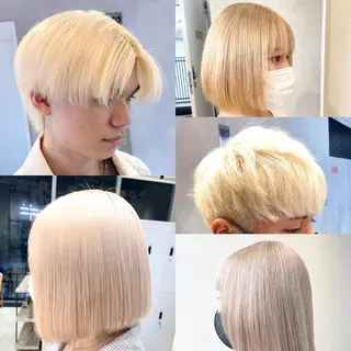 セミロング カラー ハイトーン×レイヤー ／遠藤将太のヘアスタイル