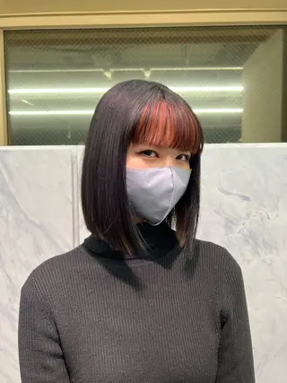 ミディアム カラー ハイトーン&髪質改善 &韓国エクステ🤎のヘアスタイル