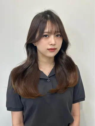 セミロング カラー 心斎橋l大人韓国ヘア レイヤー×艶カラーのヘアスタイル