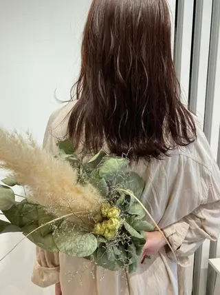 セミロング カラー 酸性ストレート/ブリ ーチなしWカラー河本のヘアスタイル