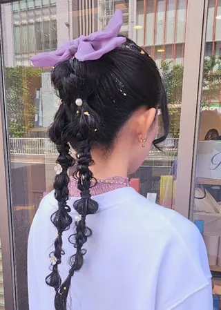 ロング ヘアアレンジ MIYU/透明感 渋谷/ベージュカラーのヘアスタイル