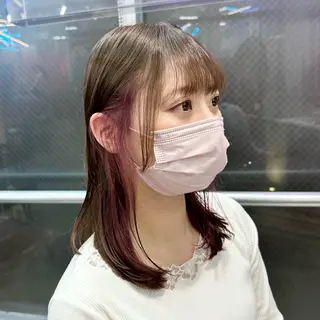 セミロング カラー ヘアアレンジ 🎀モテ暖色× エクステ🎀あかりのヘアスタイル