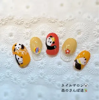 ネイル ショートネイル 森のさんぽ道のネイルデザイン