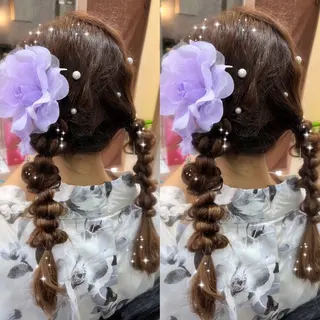 ロング ヘアアレンジ 🐈‍⬛momo🐾 ダブルカラーのヘアスタイル