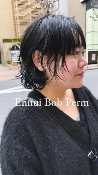 ミディアム パーマ 暖色カラー/パラッと Bob/モエのヘアスタイル