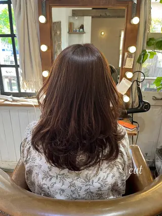 セミロング カット/カラー/ ハイライト/縮毛のヘアスタイル