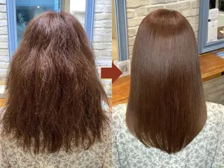 ロング 縮毛矯正/髪質改善 🌿/ベージュ🤎のヘアスタイル