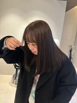 セミロング カラー 髪質改善カラー ベージュ🤎YUMEのヘアスタイル