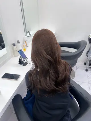 ロング カラー パーマ ヘアアレンジ メンズ キッズ ブリーチなしカラー/ ブラウン/レイヤーのヘアスタイル