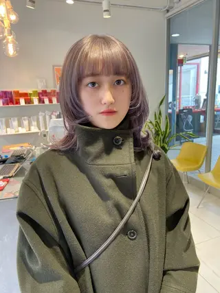 セミロング カラー 浅野 匠のヘアスタイル