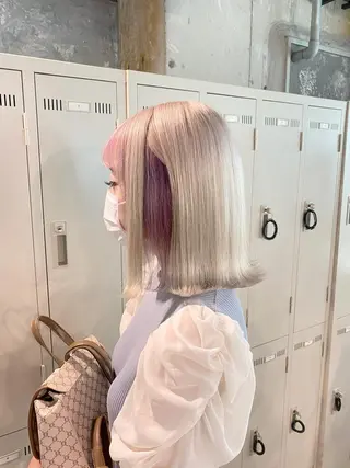 ミディアム カラー エフェクトブリーチ 🌟前澤啓太朗のヘアスタイル