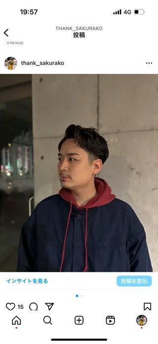 ショート パーマ メンズ 梅津 桜子のヘアスタイル