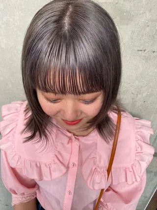 ミディアム カラー パーマ ヘアアレンジ メンズ ネイル mana 暖色カラーカットのヘアスタイル