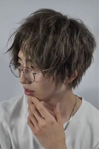 ミディアム カラー パーマ メンズ 武井 凌のヘアスタイル