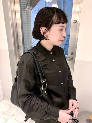 ショート パーマ ヘアアレンジ satsuki 暖色・ブラウンカラーのヘアスタイル
