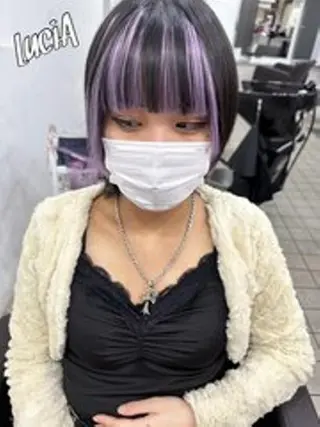 カラー ロング LuciAエクステ カラー3000セラのヘアスタイル