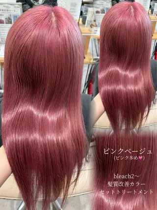 ロング カラー 肌に馴染むハイトーン /ミルクティーカラーのヘアスタイル