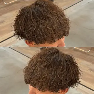 ショート パーマ センターパート職人 店長/TSUBASAのヘアスタイル