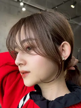 セミロング カラー ✨顔まわりカット ✨渋谷人気No.1✨のヘアスタイル