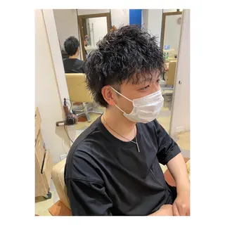 ミディアム メンズ 菊池大一 溝の口パーマのヘアスタイル