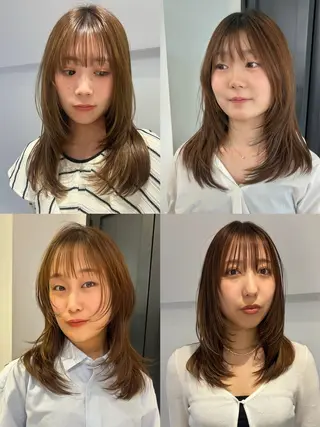 セミロング カラー パーマ メンズ レイヤー/透明感/ ブリーチなし/わかなのヘアスタイル