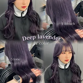 ロング カラー 暗髪🩶ラベンダー/ ブルー/ユウナ🤍のヘアスタイル