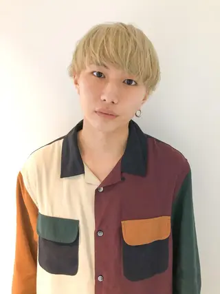 ショート カラー メンズ スパイラルパーマ 🌐hina⭐️のヘアスタイル