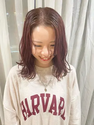 セミロング カラー ヘアアレンジ ハイトーンピンク🍑 ブリーチ🍑RINAのヘアスタイル