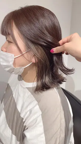 ミディアム カラー スキバサミを使わない カット🌼唯🌼のヘアスタイル