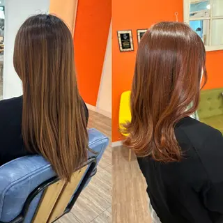 ミディアム 艶カラー🩵💛 NANAのヘアスタイル