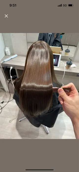 セミロング カラー 縮毛矯正 特化生田のヘアスタイル