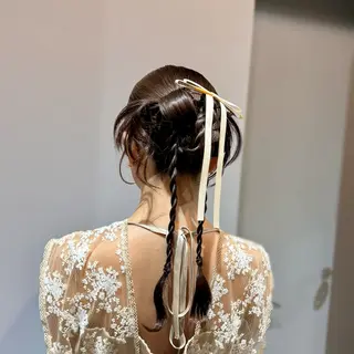セミロング カラー ヘアアレンジ 縮毛矯正+モテカラー 🎀✨MIHOのヘアスタイル
