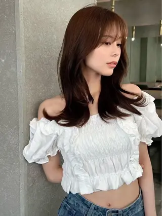 セミロング カラー 透明感/ガーリー‎♡ ‪/ななみ🎀のヘアスタイル