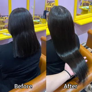 ロング シール＋ちび編み込み エクステ梅田🐨のヘアスタイル