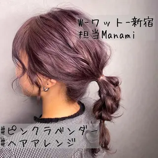 セミロング カラー ヘアアレンジ 新宿駅近♡友達とOK 🦋W -ワット -のヘアスタイル