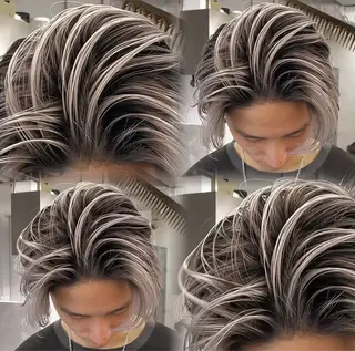 ショート カラー メンズ 表参道/ハイライト バレイヤージュのヘアスタイル