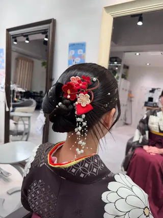 ヘアアレンジ 艶カラー/アレンジ/ ハイトーン/あみのヘアスタイル