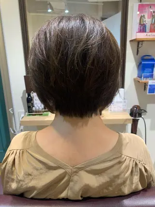 ショート カラー パーマ ヘアアレンジ メンズ キッズ 白髪世代特化 🌿飯塚京橋のヘアスタイル