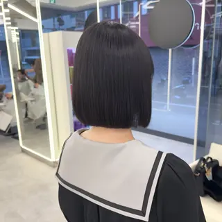 ミディアム カラー パーマ ヘアアレンジ メンズ キッズ Shanti所属・ボブ×自然な縮毛矯正 RYOGAのヘアスタイル