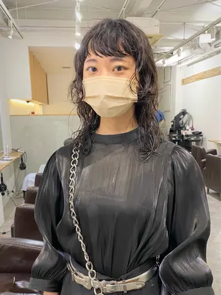 セミロング パーマ 森貴裕/ベージュ/ パーマ/オリーブのヘアスタイル