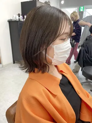 ミディアム カラー ヘアアレンジ 🌷FUKA🌷 まろやかハイトーンのヘアスタイル