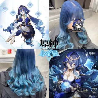 ロング カラー 推しカラー💫 ブリーチ💫若菜覚のヘアスタイル