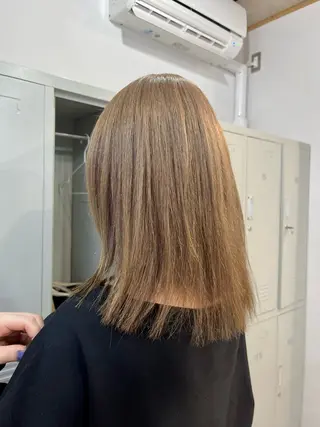 セミロング カラー ブリーチなしカラー ダブルカラーエクステのヘアスタイル