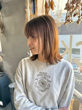ミディアム カラー ウルフ レイヤー パーマ🪐MANAのヘアスタイル